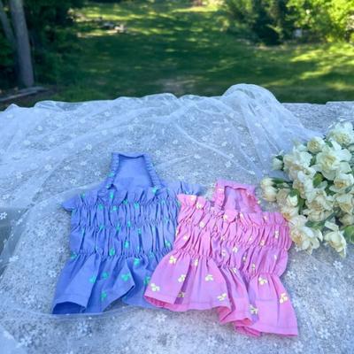 Show full view: Dolly Pet Fluorescent Cherry Pleated Dog Skirt, Blue, X-Large slide 3 of 4