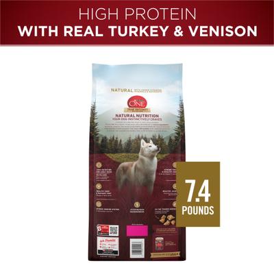 Show full view: Purina ONE True Instinct Natural High Protein with Real Turkey & Venison Dry Dog Food, 7.4-lb bag slide 4 of 11