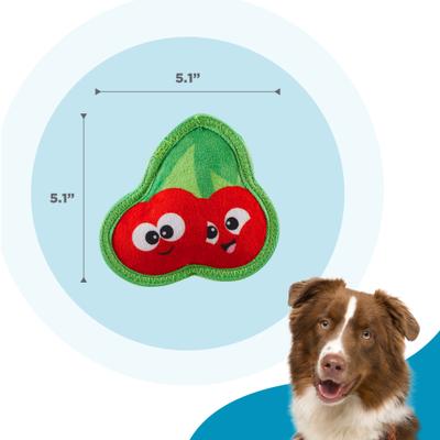 Show full view: Outward Hound Tough Skinz Durable Squeaky Dog Toy with Two Tough Layers, Cherries, Red, Small slide 5 of 9
