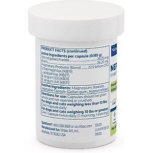 Virbac Nephrodyl Synbiotic Capsules for Kidney Support for Dogs & Cats, 60 count