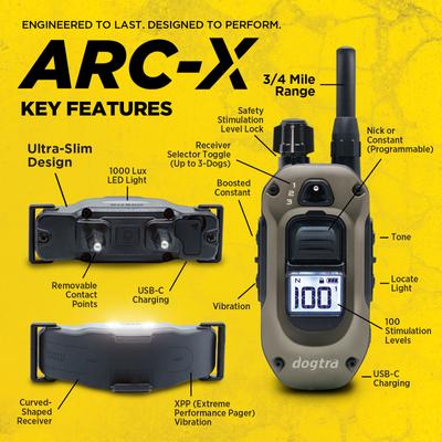 Show full view: Dogtra ARC-X 4000-ft IPX9K Waterproof Vibration & Tone Remote Dog Training Collar, one-size, Black slide 3 of 10
