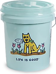 LIFE IS GOOD Rocket’s Garden Airtight Bucket Dog Food Storage, 5-gal
