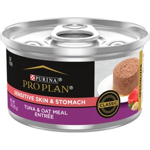 Purina Pro Plan Focus Sensitive Skin & Stomach Tuna & Oat Meal Entree Canned Cat Food, 3-oz can, case of 24