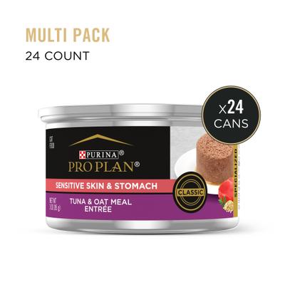 Show full view: Purina Pro Plan Focus Sensitive Skin & Stomach Tuna & Oat Meal Entree Canned Cat Food, 3-oz can, case of 24 slide 3 of 13