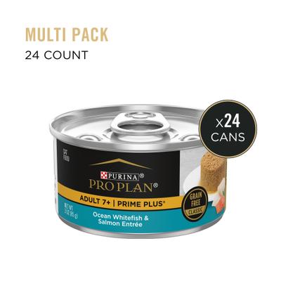 Show full view: Purina Pro Plan Prime Plus Adult 7+ Ocean Whitefish & Salmon Entree Classic Canned Cat Food, 3-oz, case of 24 slide 3 of 13