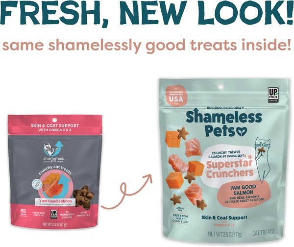Shameless Pets Yam Good Salmon & Sweet Potatoes Crunchy Cat Treats, 2.5-oz bag