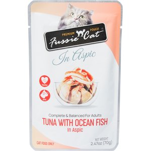 Fussie Cat Premium Tuna with Ocean Fish in Aspic Wet Cat Food, 2.47-oz pouch, case of 12