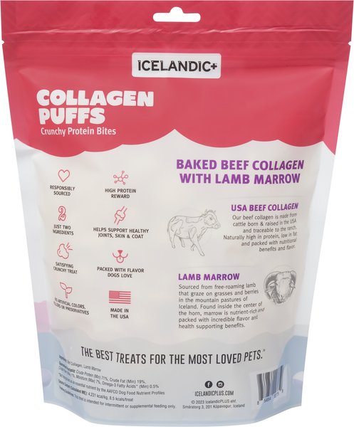 Icelandic Beef Collagen & Marrow Puffs Bites Dehydrated Dog Treats, 2.5-oz bag