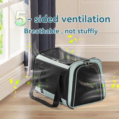 Show full view: Petsfit Airline Approved Dog & Cat Carrier, Cyan-blue, 18 x 11 x 11 inches slide 5 of 9
