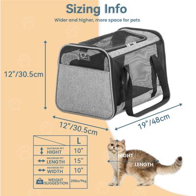 Show full view: Petsfit Airline Approved Dog & Cat Carrier, Gray, 19 x 12 x 12 inches slide 3 of 10