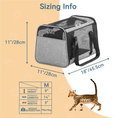 Show full view: Petsfit Airline Approved Dog & Cat Carrier, Gray, 18 x 11 x 11 inches slide 2 of 9