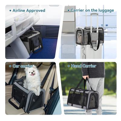 Show full view: Petsfit Airline Approved Dog & Cat Carrier, Gray, 18 x 11 x 11 inches slide 4 of 9