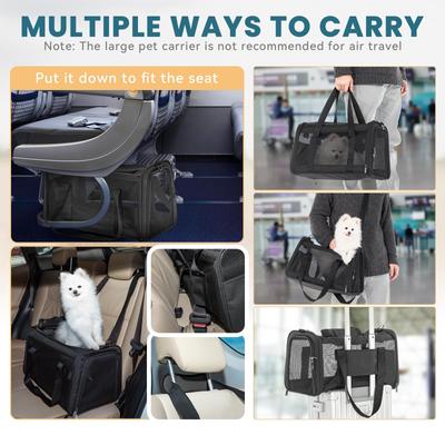 Show full view: Petsfit Airline Approved Dog & Cat Carrier, Black, 19 x 12 x 12 inches slide 4 of 10