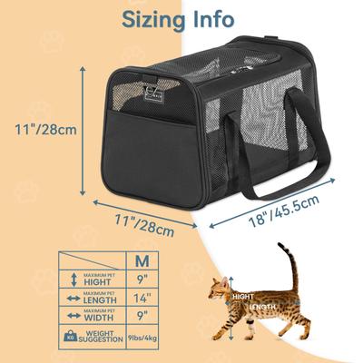 Show full view: Petsfit Airline Approved Dog & Cat Carrier, Black, 18 x 11 x 11 inches slide 3 of 11