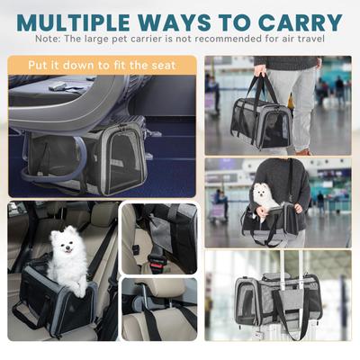 Show full view: Petsfit Airline Approved Dog & Cat Carrier, Gray, 19 x 12 x 12 inches slide 7 of 10