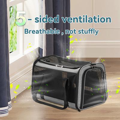 Show full view: Petsfit Airline Approved Dog & Cat Carrier, Gray, 18 x 11 x 11 inches slide 6 of 9