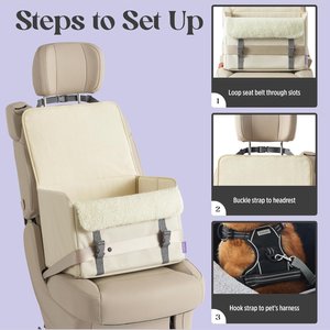 Lesure Foldable Dog & Cat Car Booster Seat, Standard, Beige