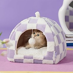 Lesure 2-in-1 Cat Cave Bed, Purple, Medium slide 2 of 7
