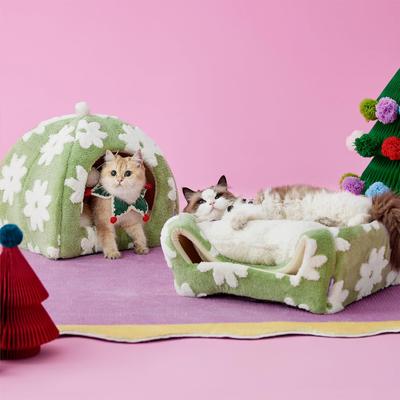 Show full view: Lesure 2-in-1 Cat Cave Bed, Green, Medium slide 3 of 10