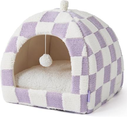 Show full view: Lesure 2-in-1 Cat Cave Bed, Purple, Large slide 8 of 10