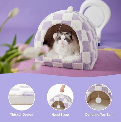 Show full view: Lesure 2-in-1 Cat Cave Bed, Purple, Medium slide 5 of 9