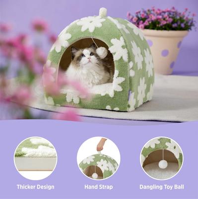 Show full view: Lesure 2-in-1 Cat Cave Bed, Green, Medium slide 6 of 10