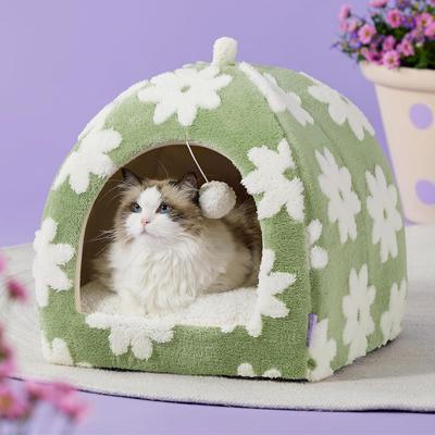 Show full view: Lesure 2-in-1 Cat Cave Bed, Green, Large slide 6 of 9
