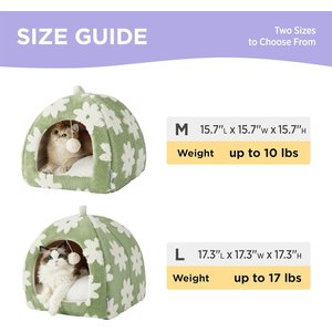 Lesure 2-in-1 Cat Cave Bed, Green, Medium