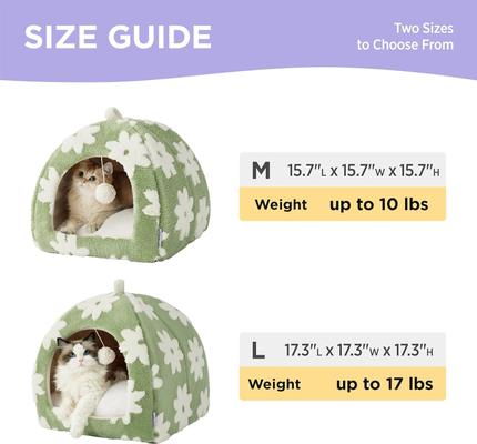 Show full view: Lesure 2-in-1 Cat Cave Bed, Green, Medium slide 5 of 10