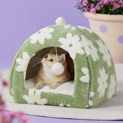 Show full view: Lesure 2-in-1 Cat Cave Bed, Green, Medium slide 7 of 10