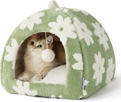 Lesure 2-in-1 Cat Cave Bed, Green, Medium