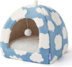 Lesure 2-in-1 Cat Cave Bed, Blue, Large slide 2 of 7
