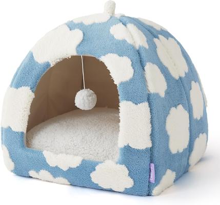 Show full view: Lesure 2-in-1 Cat Cave Bed, Blue, Large slide 7 of 9