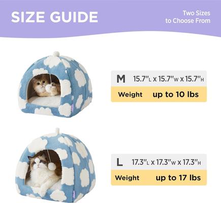 Show full view: Lesure 2-in-1 Cat Cave Bed, Blue, Large slide 4 of 9