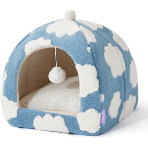 Lesure 2-in-1 Cat Cave Bed, Blue, Medium