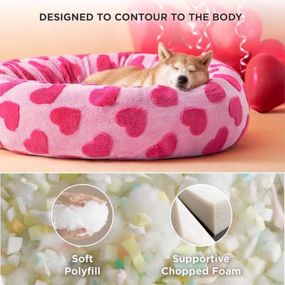 Lesure Calming Cute Modern Plush Jacquard Shaggy Orthopedic Anti-Slip Donut Dog & Cat Bed with Removable Cover