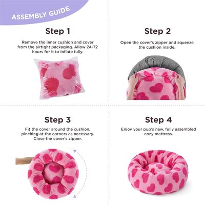 Lesure Calming Cute Modern Plush Jacquard Shaggy Orthopedic Anti-Slip Donut Dog & Cat Bed with Removable Cover