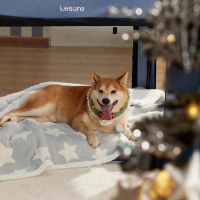 Show full view: Lesure Waterproof Calming Double-Sided Jacquard Shag & Soft Sherpa Fleece Furniture Protector Dog & Cat Blanket, Grey, Large slide 2 of 9