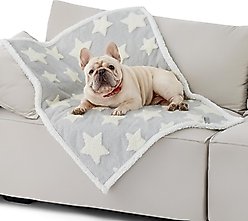 Lesure Waterproof Calming Double-Sided Jacquard Shag & Soft Sherpa Fleece Furniture Protector Dog & Cat Blanket, Grey, Medium