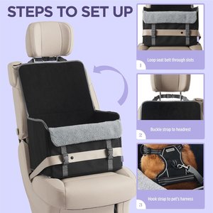 Lesure Foldable Dog & Cat Car Booster Seat, Standard, Black