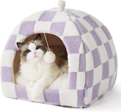Lesure 2-in-1 Cat Cave Bed, Purple, Large