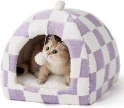 Lesure 2-in-1 Cat Cave Bed, Purple, Medium slide 1 of 7
