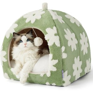 Lesure 2-in-1 Cat Cave Bed, Green, Large