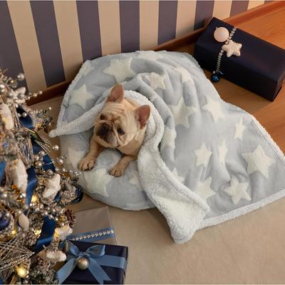 Show full view: Lesure Waterproof Calming Double-Sided Jacquard Shag & Soft Sherpa Fleece Furniture Protector Dog & Cat Blanket, Grey, Medium slide 2 of 9