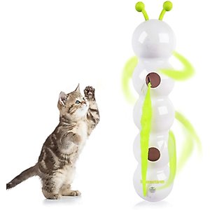 allforpaws Interactive Wack'A'Worm Post Cat Toy, White/Green