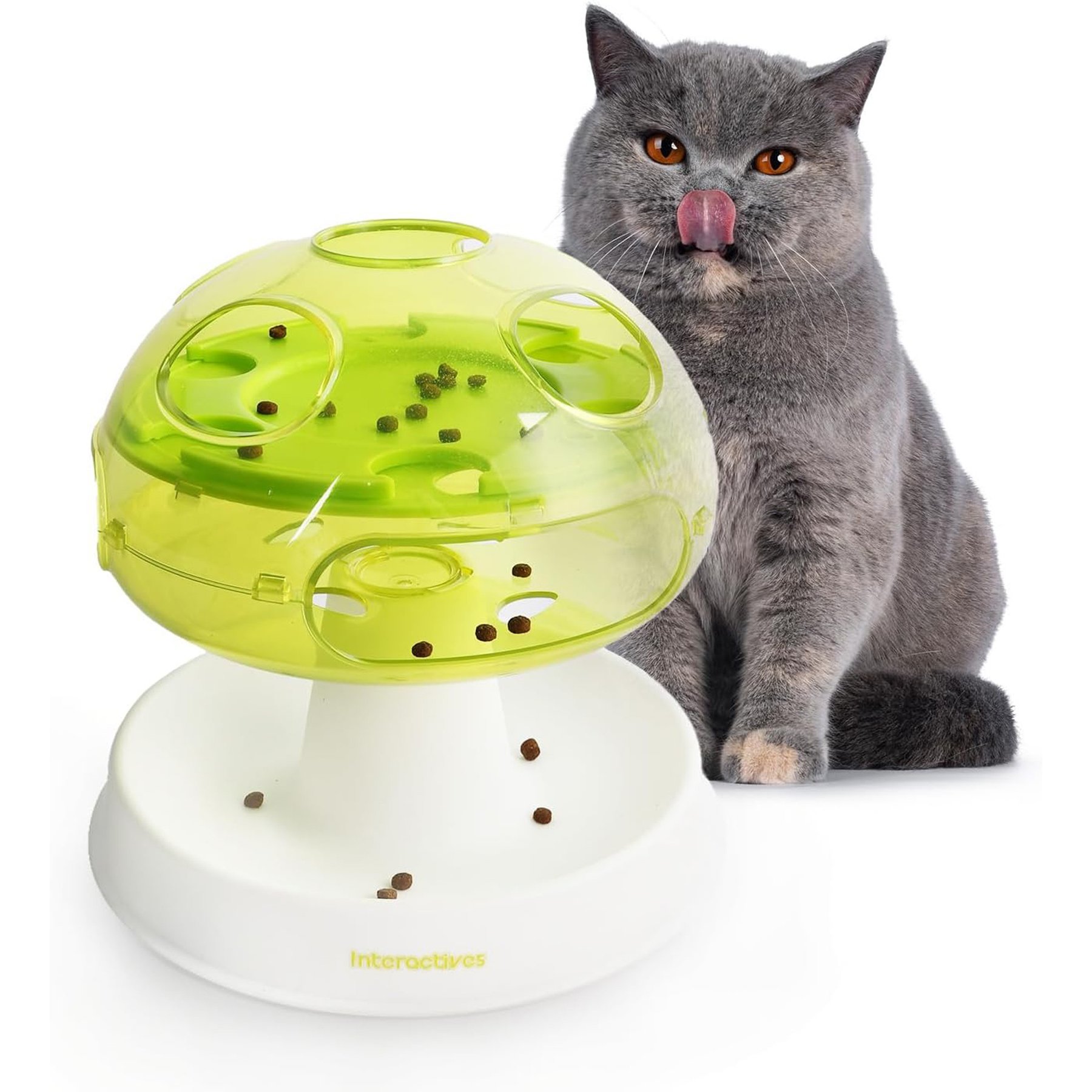 allforpaws Interactives Mushroom Puzzle Cat Toy, Green