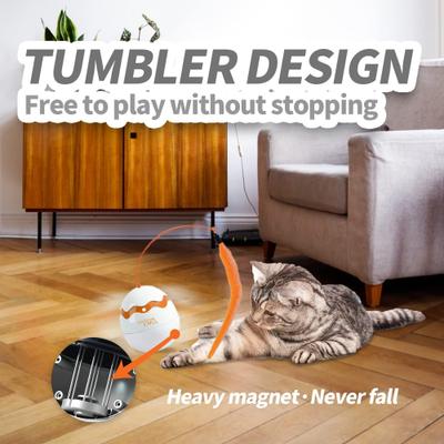 Show full view: allforpaws Modern Cat Dino Egg Spinner Cat Toy, White/Orange slide 2 of 10