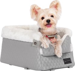Petsfit Center Small Dog Console Car Seat with Safe Protection Hooks, Upgraded Safety Tethers, & Washable Cushion, Medium, Gray
