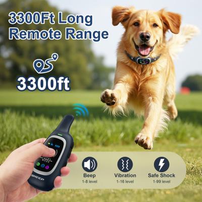 Show full view: Aikeep 3300-ft Smart 2-in-1 Anti-Bark & Training Dog Shock Collar, Blue slide 3 of 7