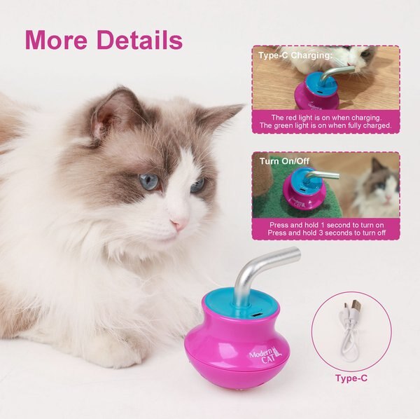allforpaws Modern Cat Laser Gyro Cat Toy, Rose Red